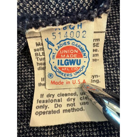 Vintage 80's union made ACT III navy and white tweed blazer EUC size 10 - Picture 6 of 11